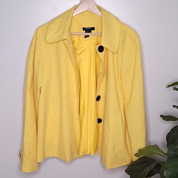 Chaps swing coat fully lined sunny yellow L - Picture 3 of 6